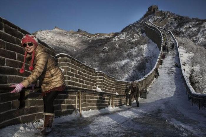 Las bellas fotos de la muralla china cubierta de nieve