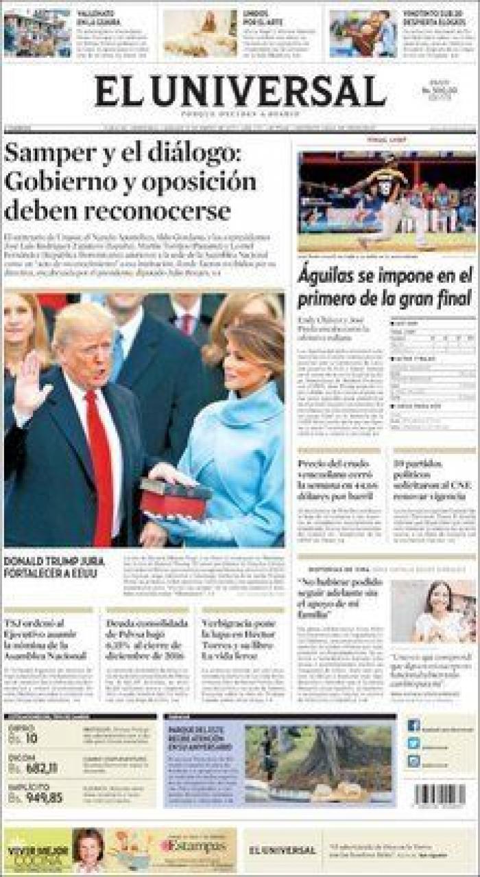 Las portadas sobre la toma de posesión de Trump