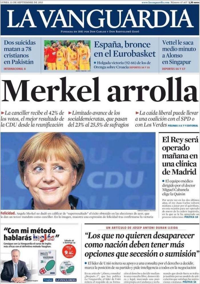 El triunfo de Merkel, en los periódicos (FOTOS)