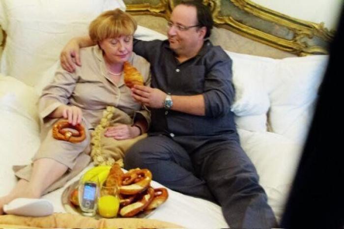 Fotos de famosos con dobles: la historia del falso desayuno cariñoso de Merkel y Hollande