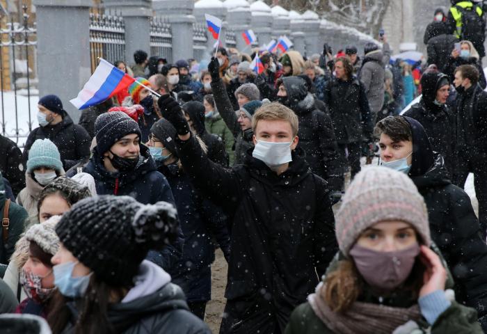 Más de 1.400 detenidos en Rusia en las protestas por la sentencia contra Navalny