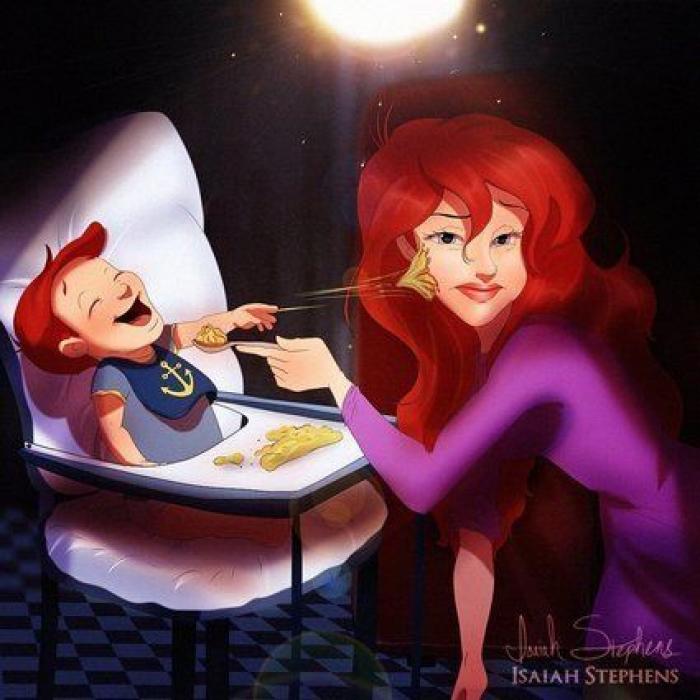 Un artista imagina a las princesas Disney siendo madres