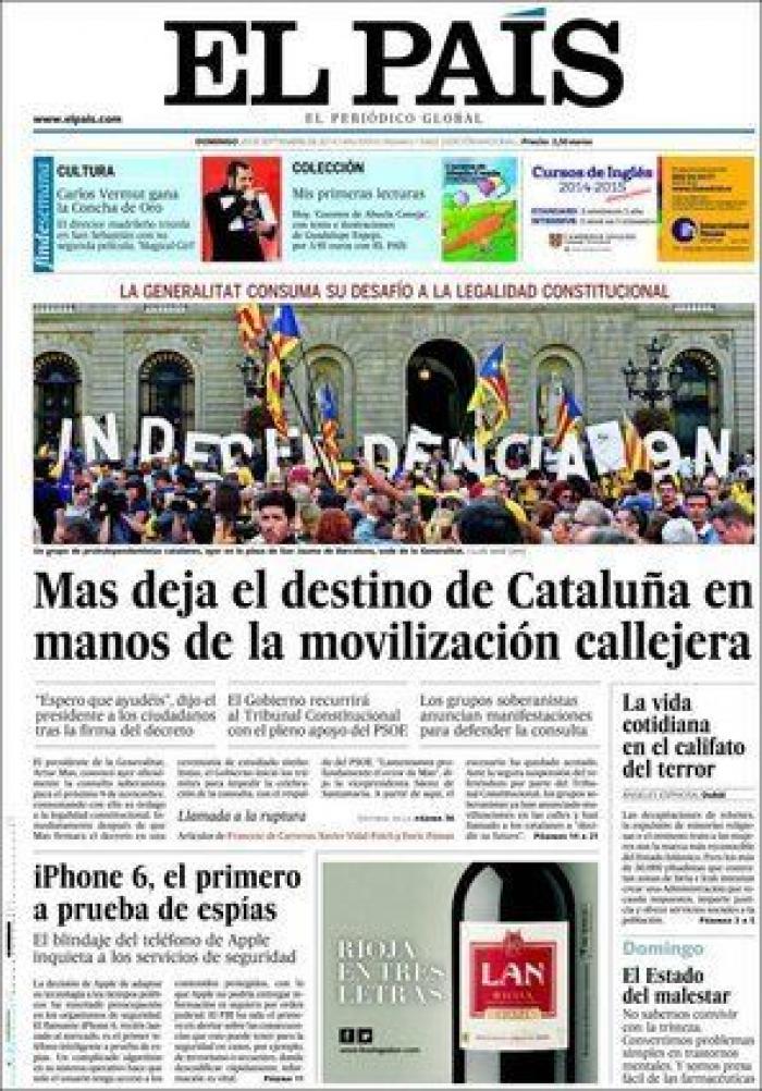 La convocatoria de la consulta catalana en las portadas (FOTOS)