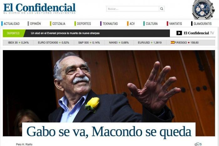 La muerte de García Márquez en las portadas de la prensa mundial
