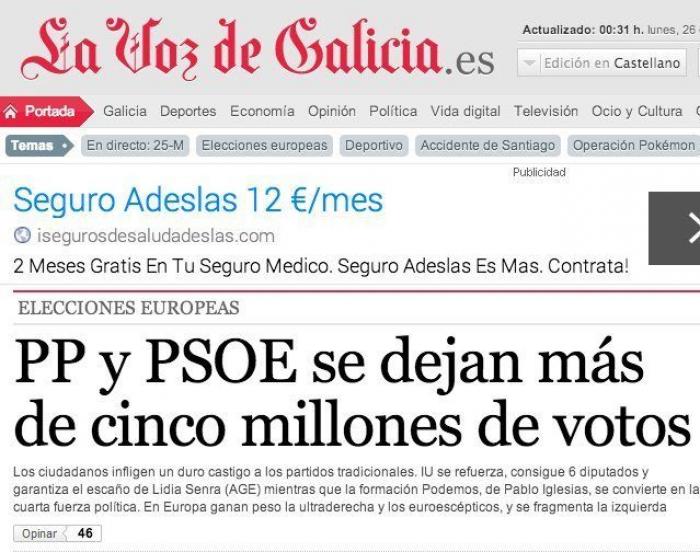 Los resultados de las elecciones europeas en las portadas de los diarios digitales españoles