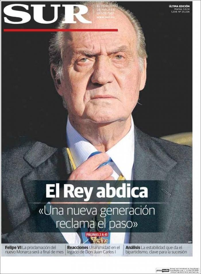 La abdicación del rey en las portadas de los periódicos (FOTOS)