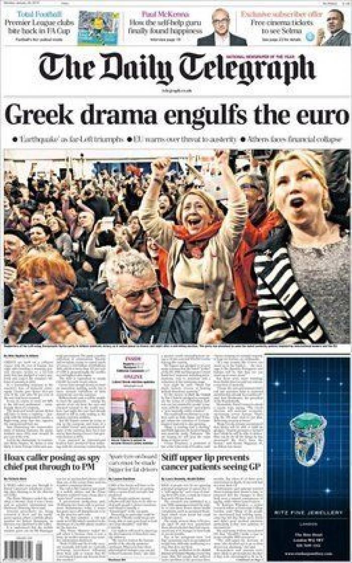 "DesGrecia" y otras portadas sobre la victoria de Syriza en Grecia