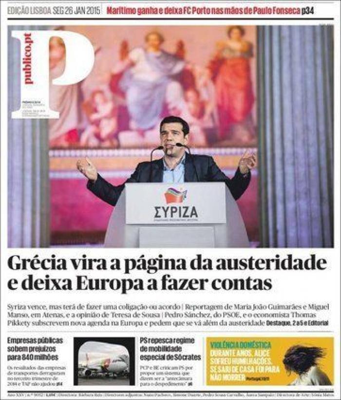 "DesGrecia" y otras portadas sobre la victoria de Syriza en Grecia