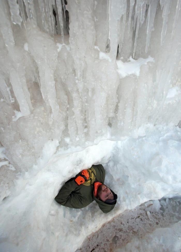 Lago superior de Wisconsin congelado: paisajes de hielo impresionantes (FOTOS)
