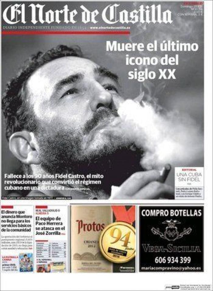 La muerte de Fidel, en los periódicos