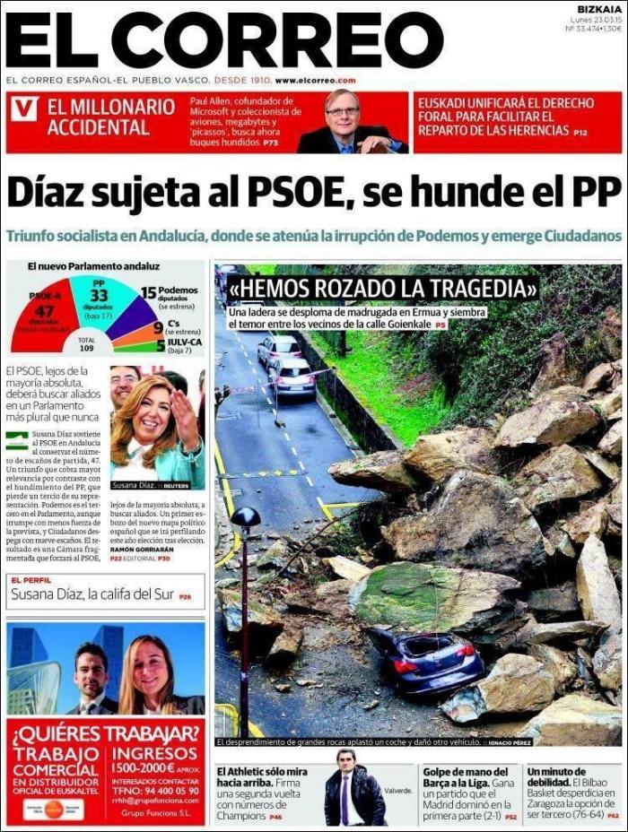 Las portadas de la victoria del PSOE en Andalucía