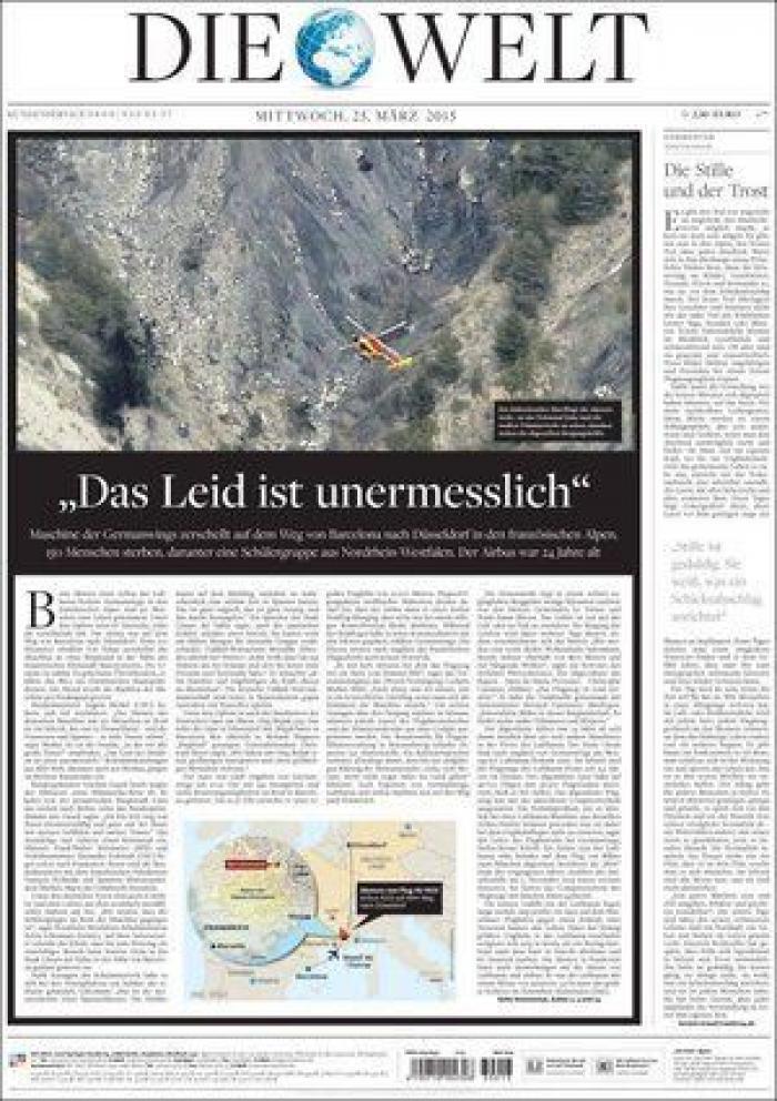 Accidente de Germanwings: las portadas sobre la catástrofe aérea (FOTOS)