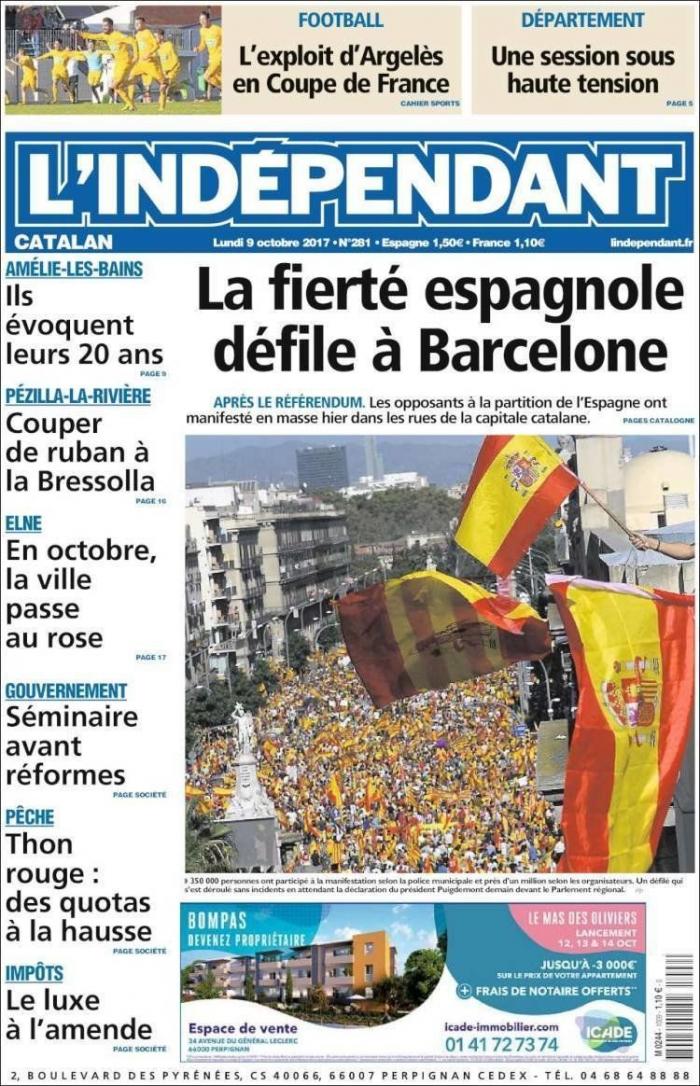 Francia asegura que una declaración unilateral de independencia de Cataluña "no sería reconocida"