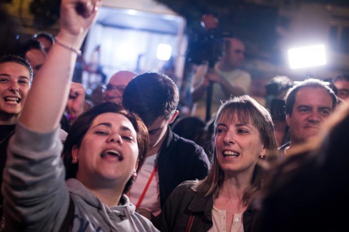 Las fotos de la celebración de los partidarios de Pedro Sánchez