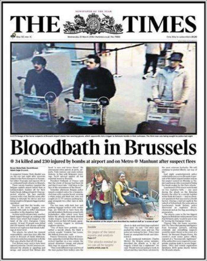 Las portadas de la prensa tras los atentados en Bruselas