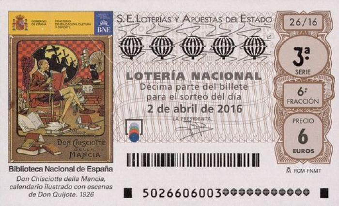 Así son los cuatro billetes de Lotería que conmemoran el cuarto centenario de la muerte de Cervantes