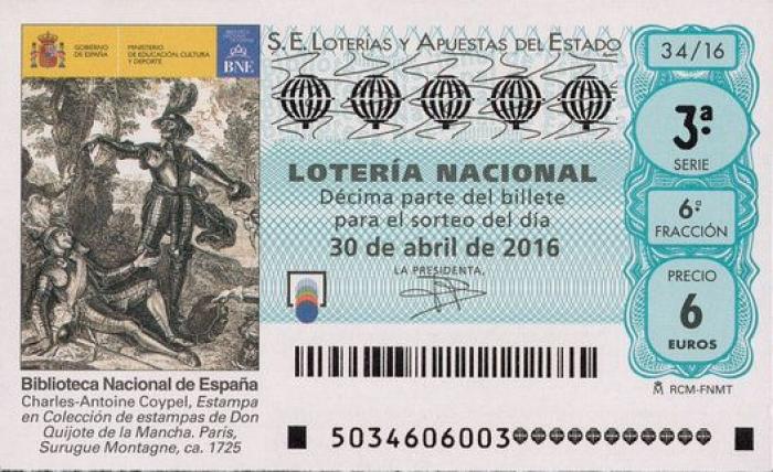 Así son los cuatro billetes de Lotería que conmemoran el cuarto centenario de la muerte de Cervantes
