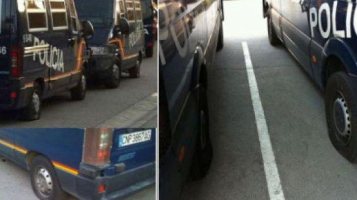 La Policía investiga el pinchazo de las ruedas de 30 furgones en Madrid horas antes de las marchas