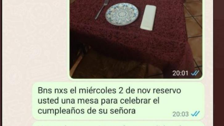 Un restaurante de Granada envía un épico mensaje de WhatsApp a un cliente que les dio plantón