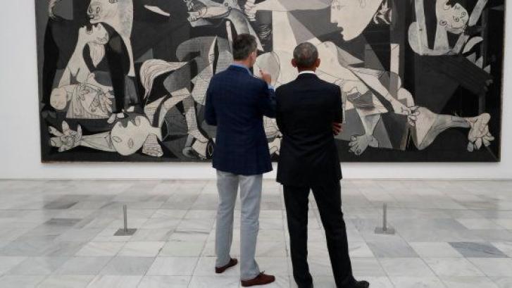 El Rey acompaña a Obama en una visita privada al Museo Reina Sofía