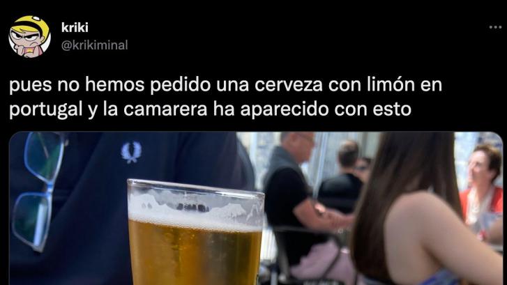 Pide una cerveza con limón en Portugal y lo que le lleva la camarera arrasa en Twitter