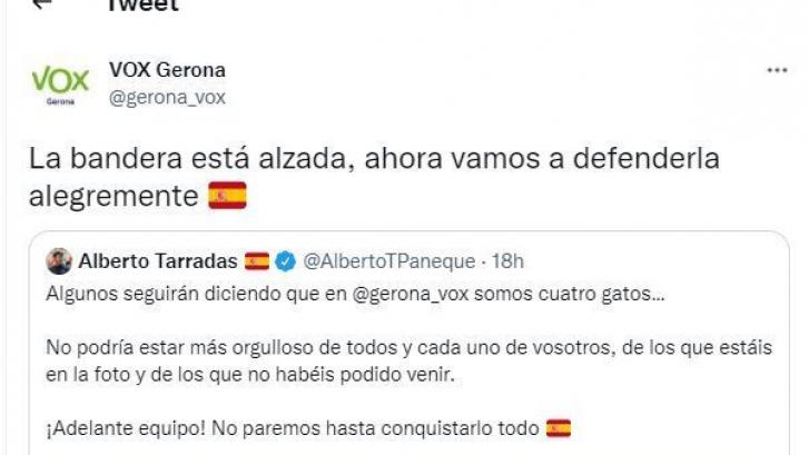 El colmo de los colmos es la respuesta que la Falange Española de las JONS ha dado a este tuit de Vox