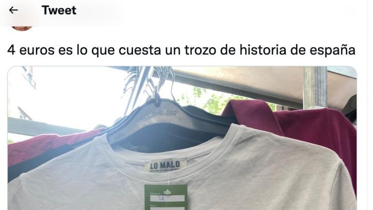 Encuentra por cuatro euros una camiseta con una frase que es historia de España y ahora de Twitter