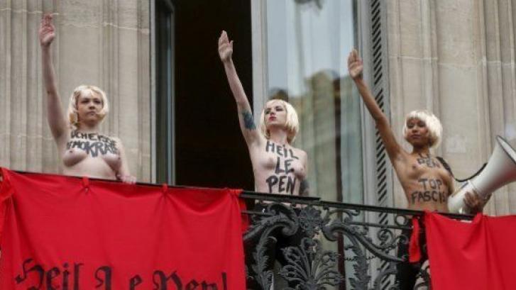 Femen revienta un acto del Frente Nacional francés