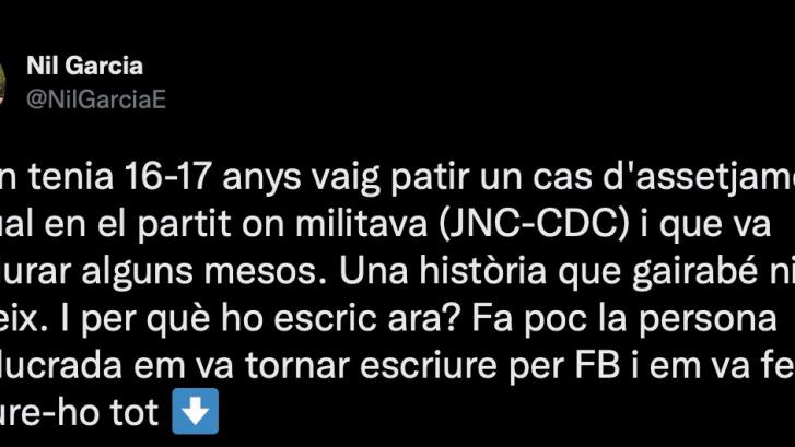 Un exmilitante de las juventudes de Convergència denuncia el acoso sexual de un cargo de las CDC, ahora en Junts