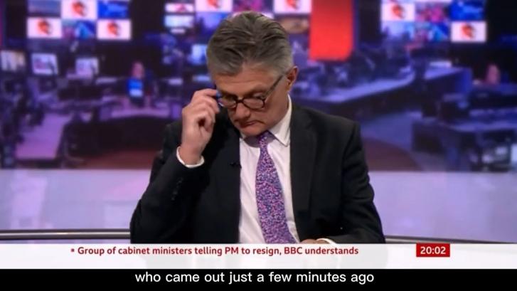 La BBC informa sobre la crisis de Boris Johnson y lo que se ve en directo da la vuelta a Twitter
