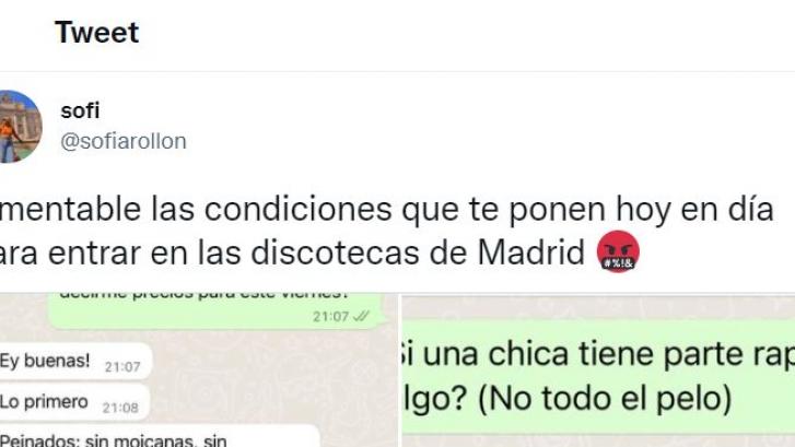 Los pantallazos de WhatsApp con una discoteca de Madrid que indignan a Twitter