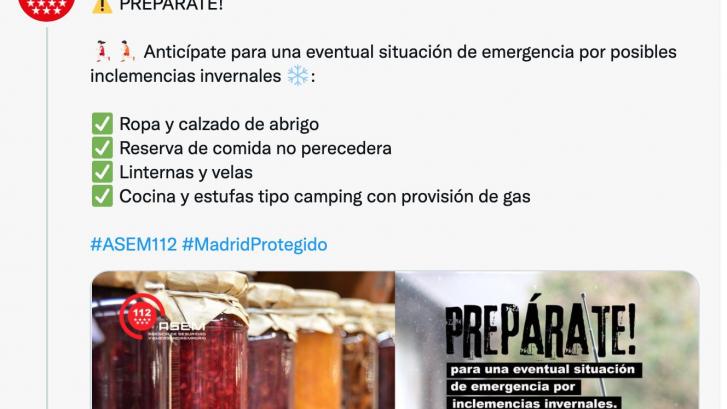 El 112 de Madrid pone este tuit y tiene que hacer después una aclaración tras el revuelo