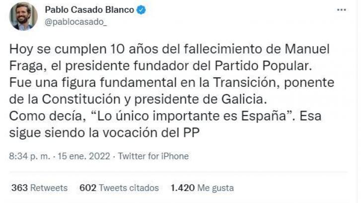 La respuesta de Otegi a este tuit de Pablo Casado monta revuelo en Twitter: solo una foto