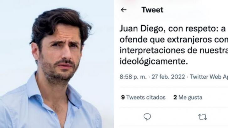 1.100 'me gusta' en media hora lleva Juan Diego Botto con su réplica a este tuit