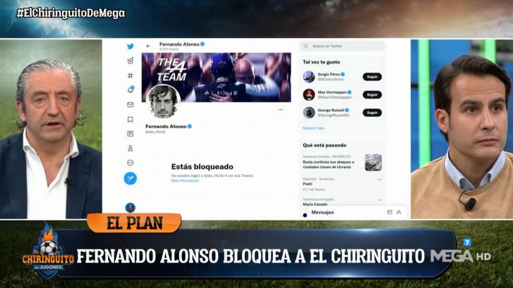Alonso se entera que tiene bloqueado a 'El Chiringuito' en Twitter y su reacción arrasa