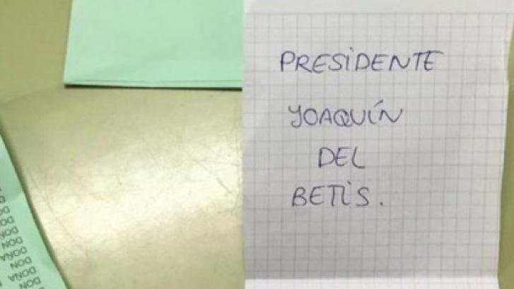 Joaquín, del Betis, comparte en Instagram una papeleta muy loca de las elecciones andaluzas