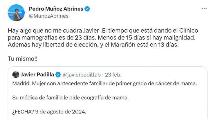 Un diputado del PP duda de este tuit de uno de Más Madrid y él le deja las cosas claras con tres frases