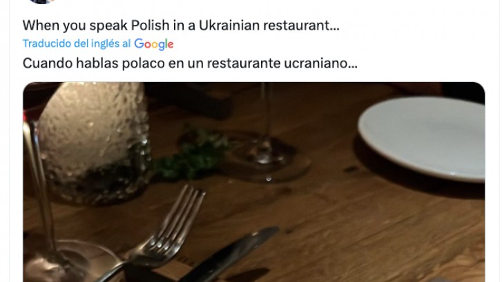 Va a comer a un restaurante ucraniano y triunfa al mostrar lo que le han puesto en la mesa