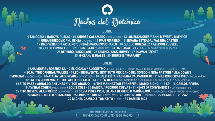 Placebo o Rubén Blades, entre los artistas de las Noches del Botánico 2023