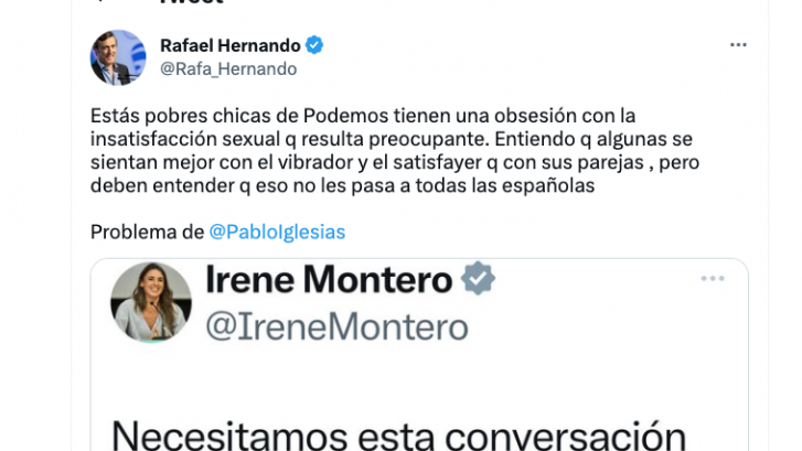 Ione Belarra destroza el contador de 'me gusta' con su respuesta a este polémico tuit de Hernando