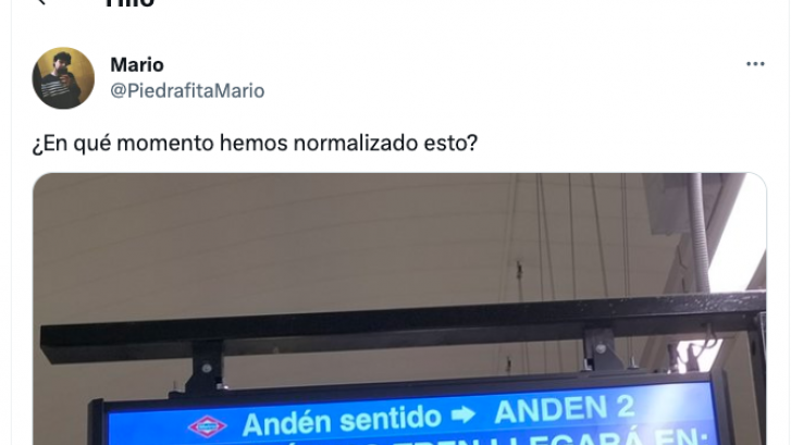 Muestra cuánto le toca esperar para el siguiente metro y no todas las reacciones son las esperadas