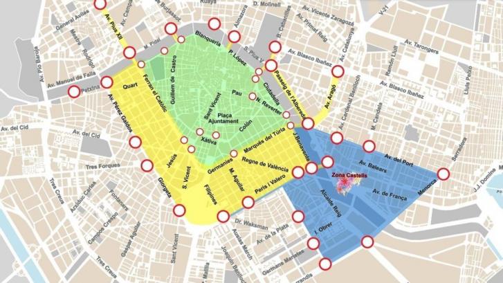 Calles y carreteras cortadas en Valencia por los Castillos de las Fallas 2023