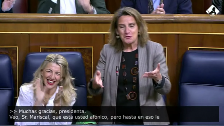 La respuesta de Ribera a un diputado del PP que estaba afónico: provoca risas al instante