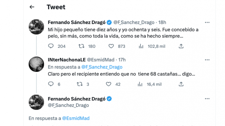 Sánchez Dragó, trending topic por su respuesta a este tuit