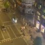 El momento en el que vuelve la luz a la Gran Vía después de casi nueve horas de apagón