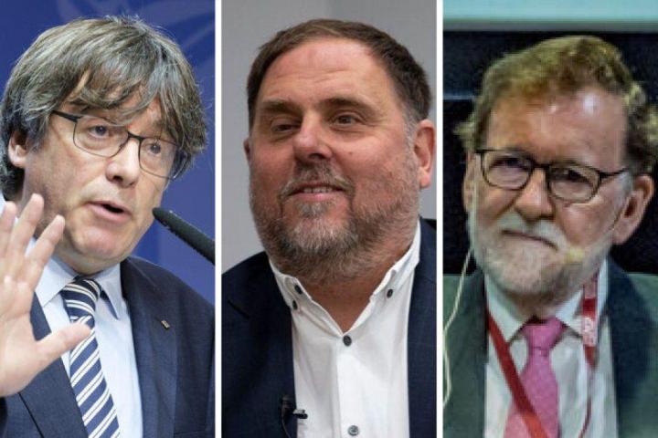 Puigdemont, Junqueras y Rajoy.