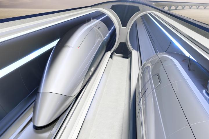 Vista de un boceto de las cápsulas que se usarán en Hyperloop