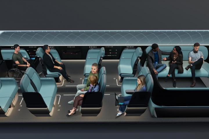 Interior de una de las cápsulas del Hyperloop