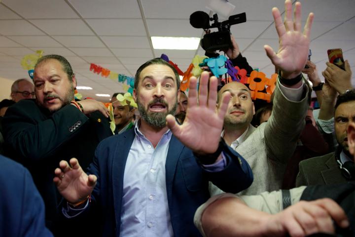 Santiago Abascal, tras conocerse los resultados de las elecciones.