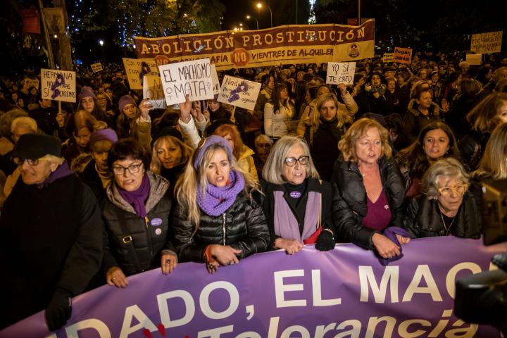 MADRID, SPAIN - 2019/11/25: Tens of thousands of people demonstrate against gender violence throughout Spain.
The protests, organized by feminist associations and groups, take place in more than thirty cities on the occasion of the International...